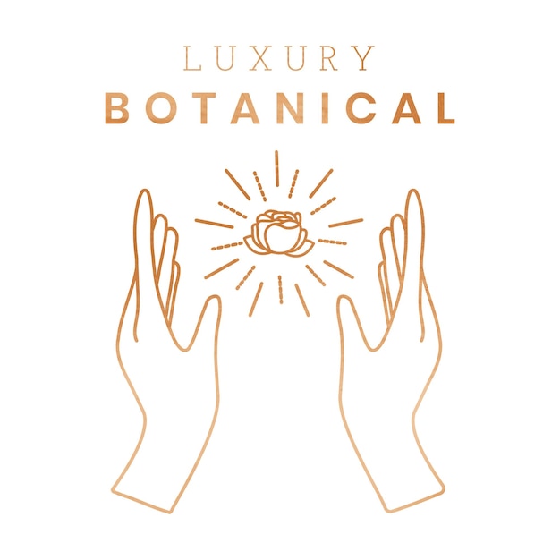 Luxe botanische logo png sticker minimale lijn kunstontwerp
