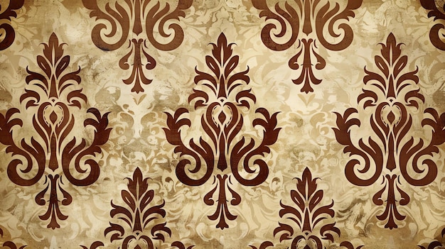Luxe bruine en beige vintage behang Retro huisdecoratie Naadloos patroon