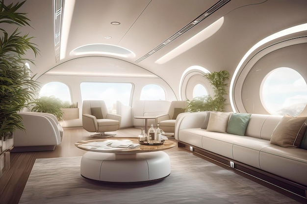 Luxe cockpit van AI-technologie voor privévliegtuigen gegenereerd beeld