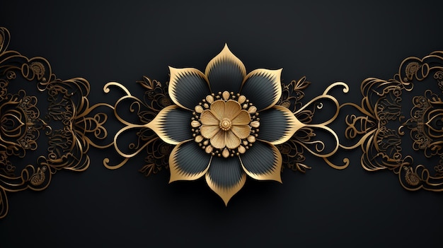 Luxe decoratieve mandala ontwerp achtergrond in goud Luxe bruiloft uitnodiging Sier bloemen