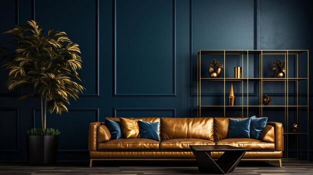 luxe donkerblauwe met gouden studio