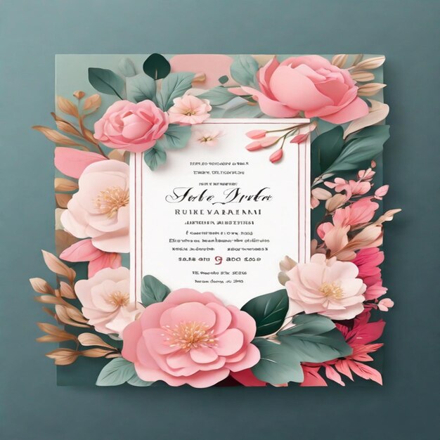 Luxe en bloemrijke bruiloft uitnodiging sjabloon
