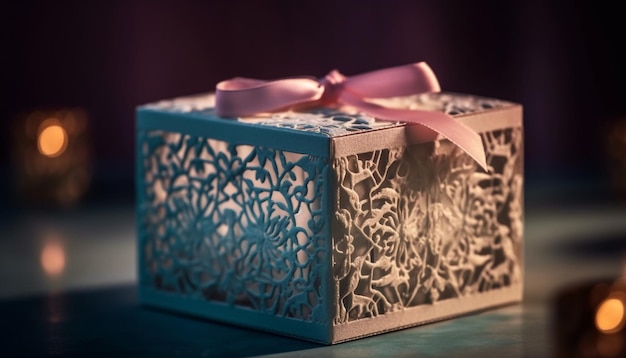 Luxe geschenkdoos verpakt in sierlijk papier gegenereerd door AI