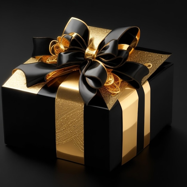 Luxe geschenkdoos zwarte achtergrond gouden lint