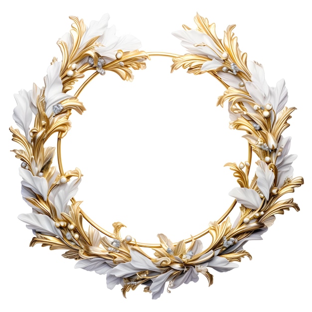 Luxe glanzende gouden en witte kleur Laurel Wreath frame logo decoratie