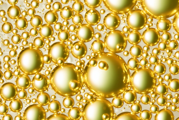 Luxe goud cosmetische essentie vloeibare bubbels moleculen antioxidant van vloeistof bubbels