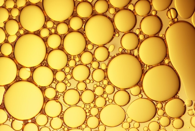 Luxe goud cosmetische essentie vloeibare bubbels moleculen antioxidant van vloeistof bubbels