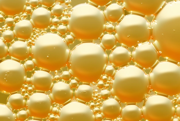 Luxe goud cosmetische essentie vloeibare bubbels moleculen antioxidant van vloeistof bubbels