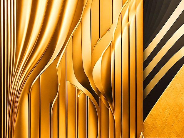 Luxe gouden art deco behang traditionele oosterse minimalistische Japanse stijl v