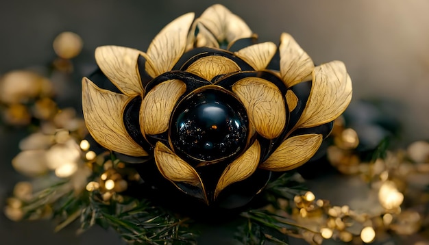 luxe gouden bloemen en blad voor doek stof print, 3d illustratie render