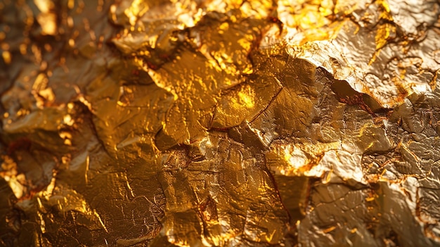 Luxe gouden folie textuur met hoge detail glanzend oppervlak front view illustratie