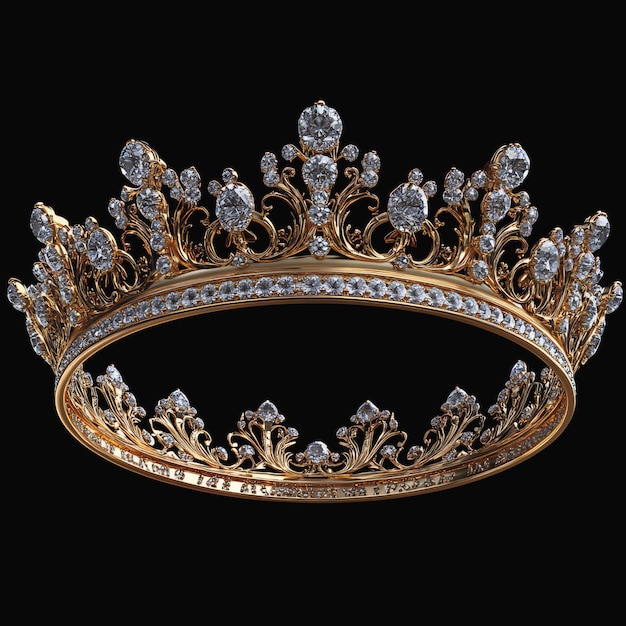 Luxe gouden kroon met glinsterende diamanten op zwarte achtergrond