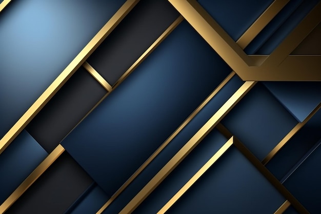 Luxe gouden lijn blauwe tinten als achtergrond in 3d abstract