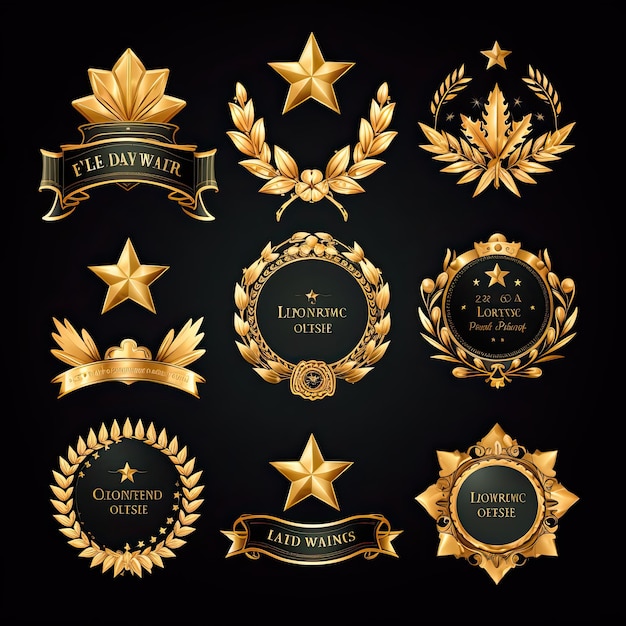 Luxe gouden premium kwaliteit badges en labels collectie vector illustratie