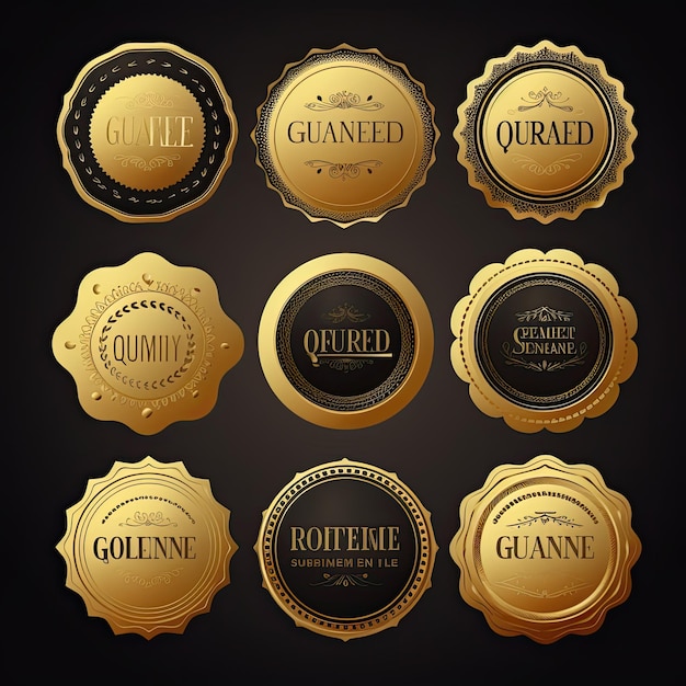 Luxe gouden premium kwaliteit badges en labels collectie vector illustratie