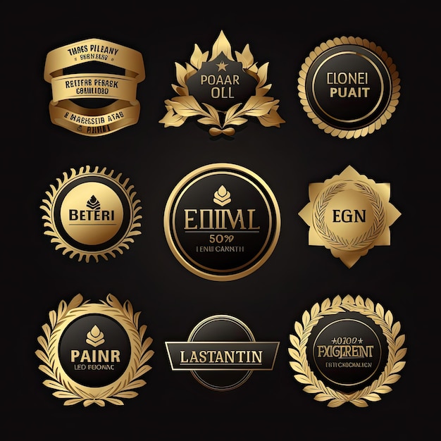 Luxe gouden premium kwaliteit badges en labels collectie vector illustratie