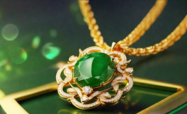 luxe gouden sieraden gouden ketting met een groene nephritis hanger