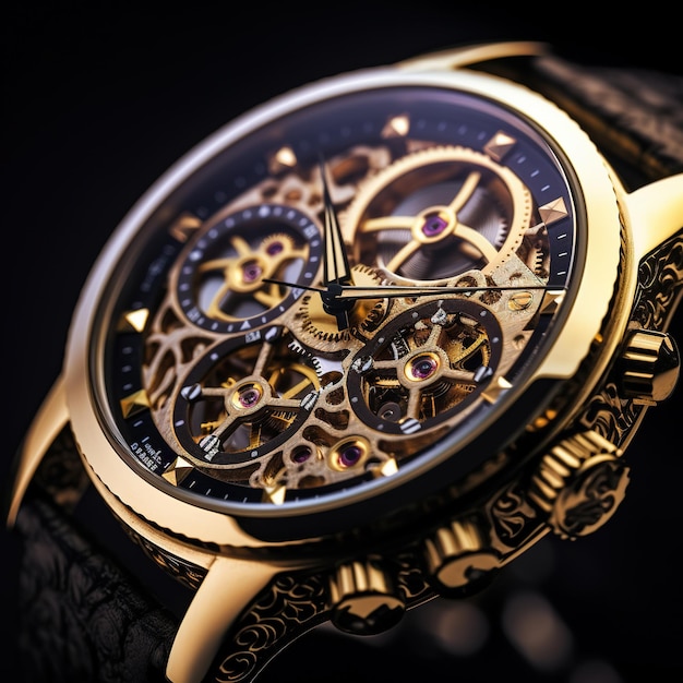 Luxe horloge met tandwielen close-up Generatieve AI