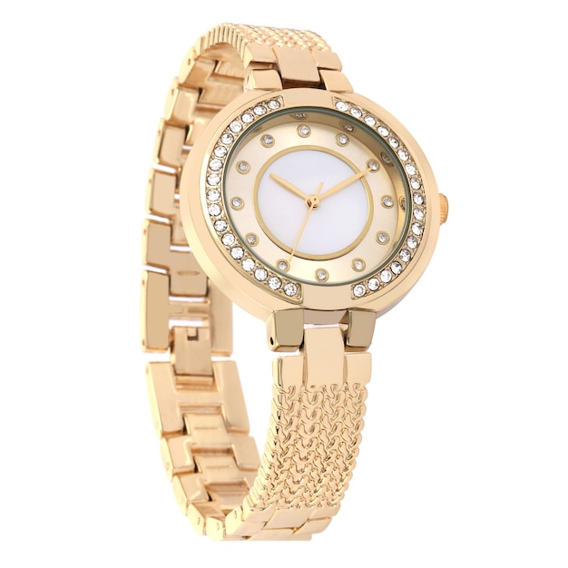 Luxe horloges geïsoleerd op een witte achtergrond Met uitknippad gouden horloge vrouwen en man horloges vrouwelijke en mannelijke horloges