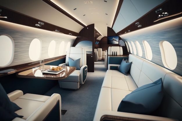 Luxe interieur in VIP-privéjet Generatieve AI