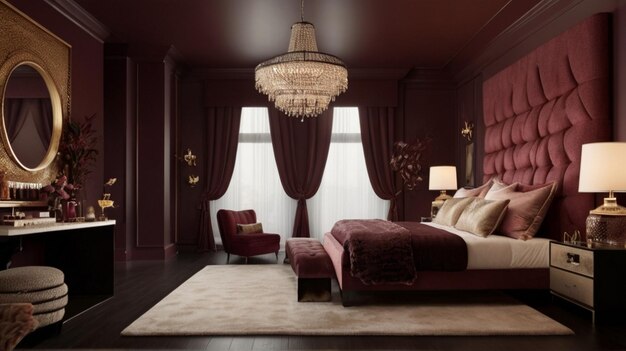 Foto luxe interieurontwerp van de slaapkamer