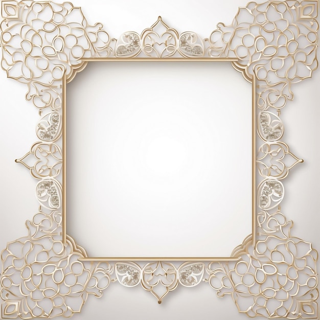 Foto luxe islamitische arabische versierde gouden spiegel frame bloemen en geometrische patronen