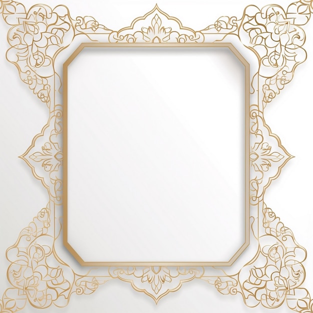 Foto luxe islamitische arabische versierde gouden spiegel frame bloemen en geometrische patronen