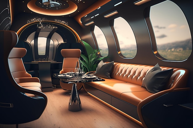 Luxe jet-interieur Ai Moderne zakelijke luchtvaartmaatschappij