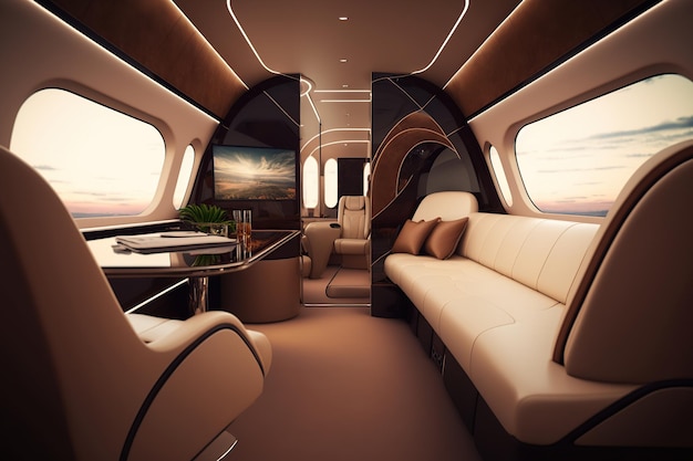 Luxe jet-interieur Ai Moderne zakelijke luchtvaartmaatschappij