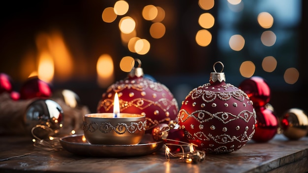 Luxe kerst achtergronden Kerst achtergronden met kerstballen met bokeh-effect