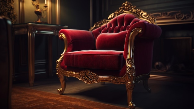 Luxe koninklijke fauteuil in een klassiek interieur generatieve ai