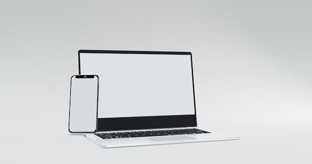 luxe laptopmodel met smartphone en monitor