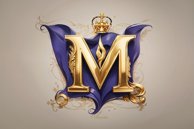 Luxe letter m logo koninklijke gouden ster