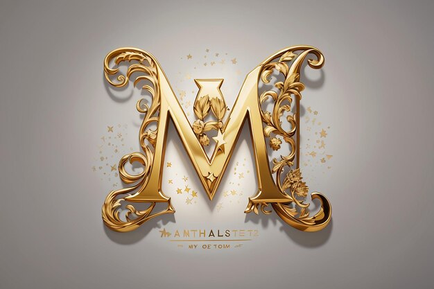 Luxe letter m logo koninklijke gouden ster