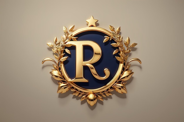 Luxe letter r logo koninklijke gouden ster