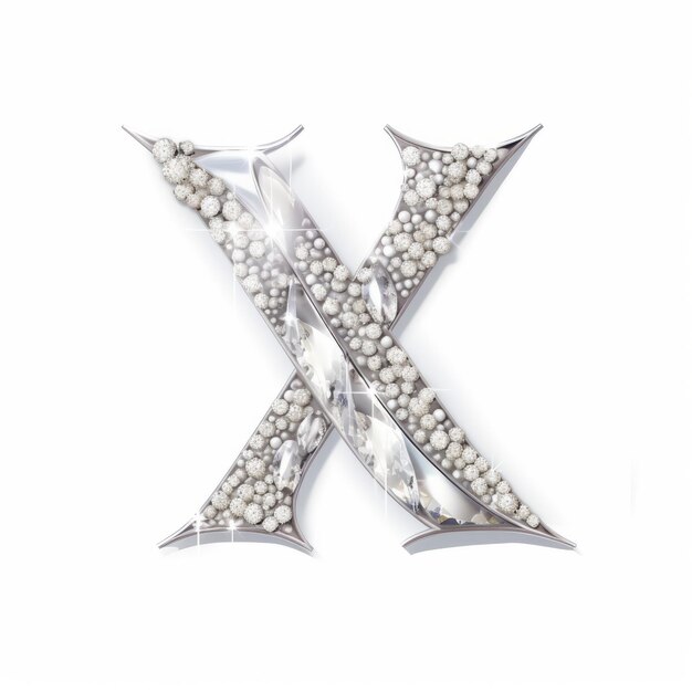 Luxe letter X logo met parels diamanten en kristallen