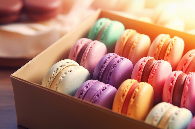 Foto luxe macaroon geschenkdoos decadentie en verrukking generatieve ai