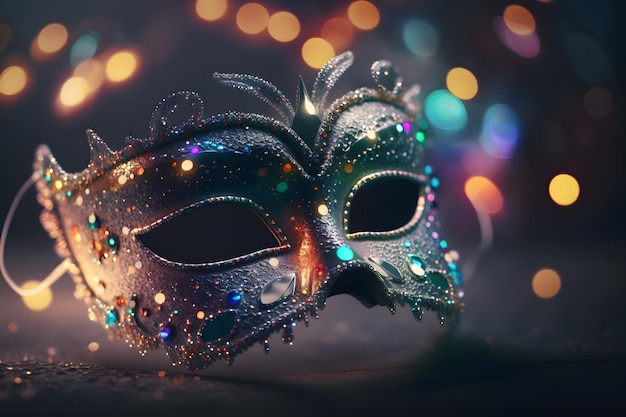 Luxe Masquerade Venetiaans carnaval masker vrouwelijk theatraal Neuraal netwerk AI gegenereerd