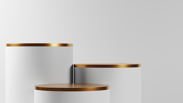 luxe minimale gouden en witte sokkel of podiumdisplay, gouden lege standaard voor productshowcase