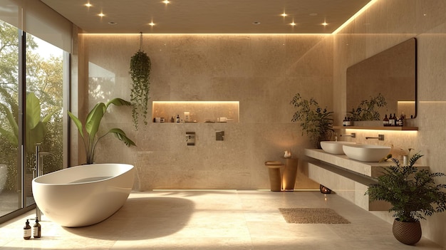 豪華でシンプルなバスルームのデザイン