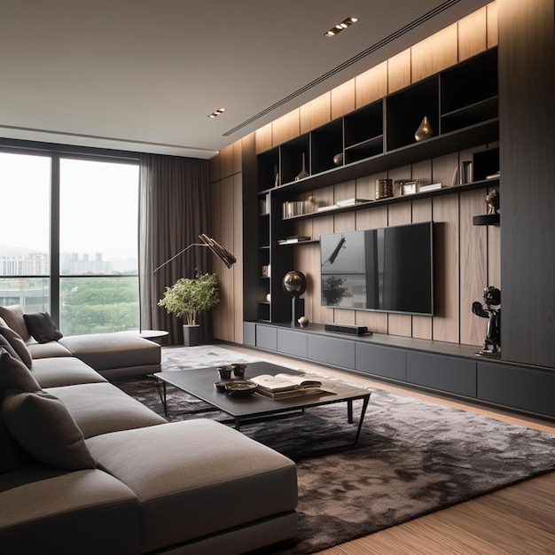Luxe moderne appartement met elegant meubelontwerp