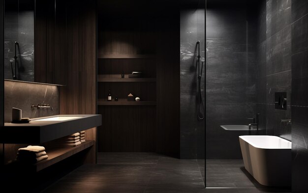 Luxe moderne monochrome badkamer