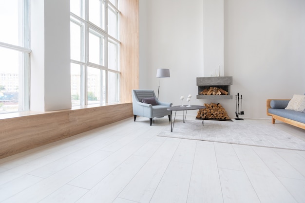 Luxe modieus modern design appartement met een vrije indeling in een minimalistische stijl.