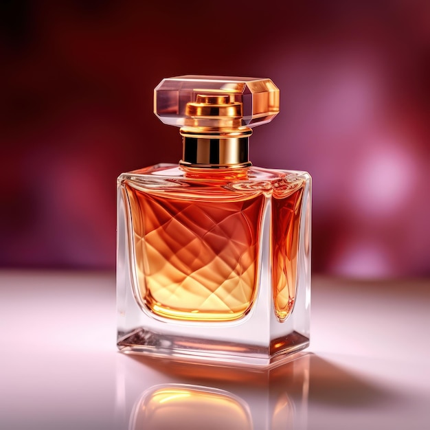 Luxe parfum op rode achtergrond van Generative AI