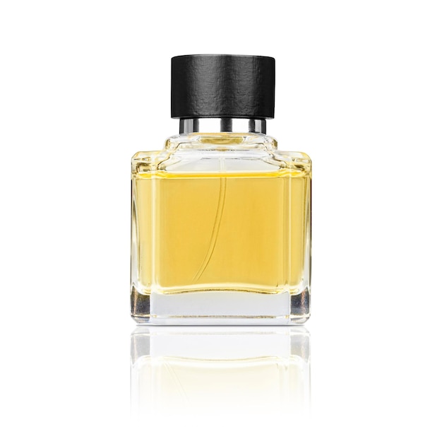 Luxe parfumfles geïsoleerd op een witte achtergrond.