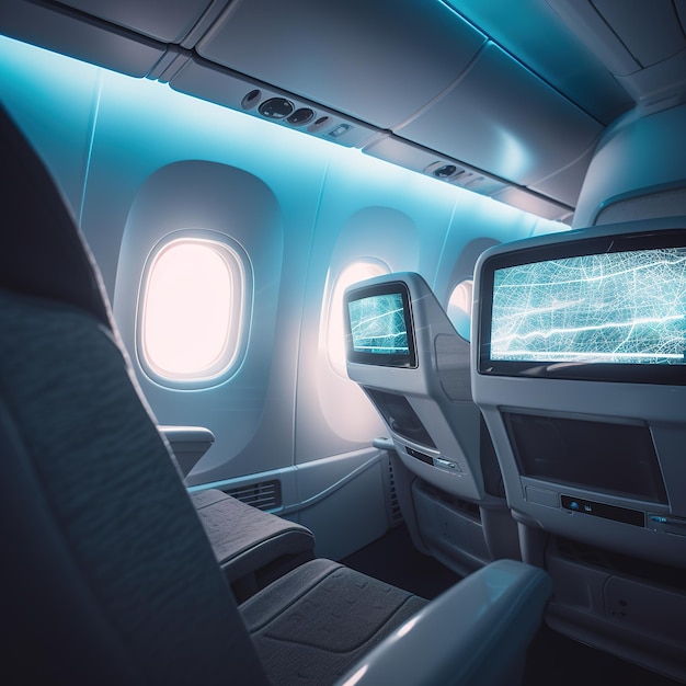 Luxe passagiersvliegtuigen business class binnen scène