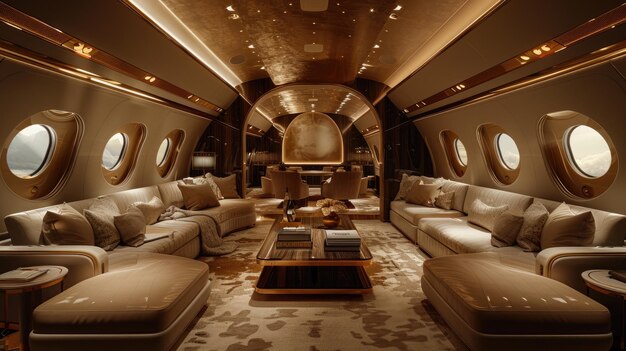 Foto luxe privéjet interieur exclusieve reis elegantie en comfort