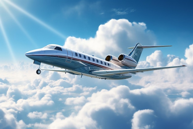 Luxe privéjet op grote hoogte in de lucht
