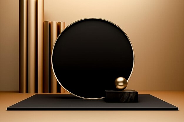 Foto luxe productweergave 3d illustratie van goud en zwarte kubussen ai gegenereerd