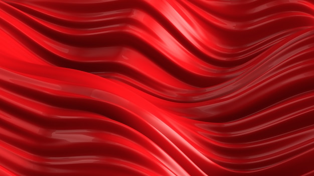 Luxe rode achtergrond met vliegende stof. 3D-weergave.